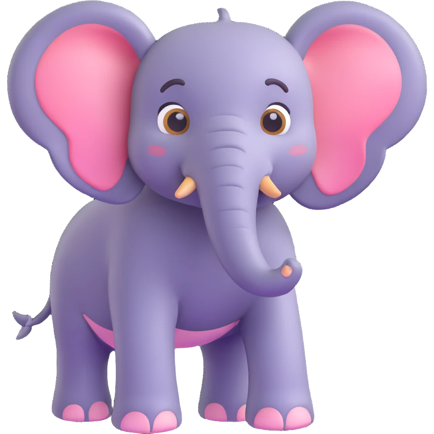 elephant in 3D emoji style, soft shading, lively and expressive, suitable for app icon emoji