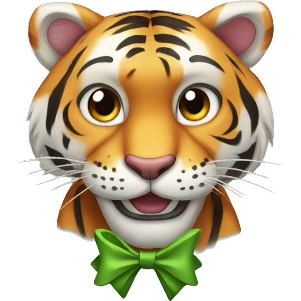 tiger wearing a bow emoji
