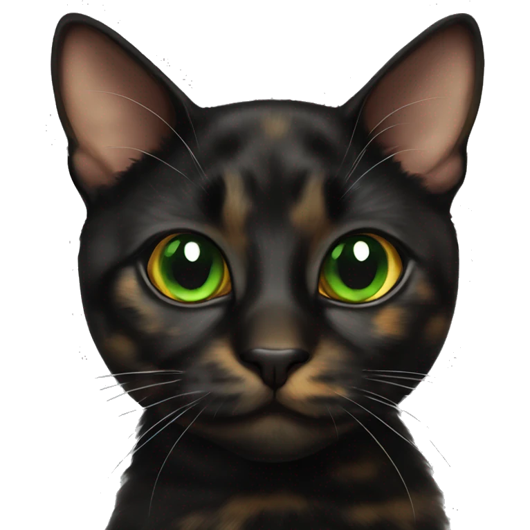 tortoiseshell black cat green eyes emoji