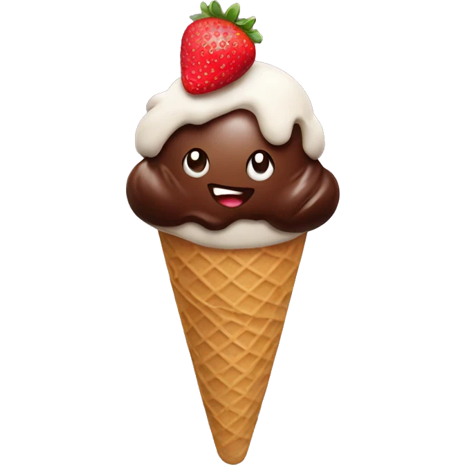 Chocolate ice cream with strawberries emoji