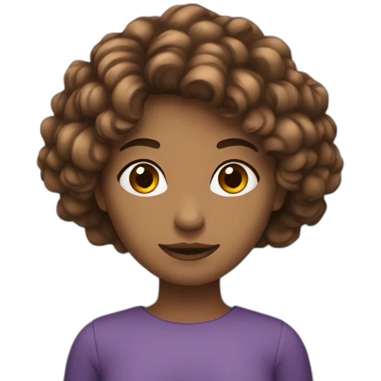Femme avec les cheveux long brun avec les yeux bleus emoji