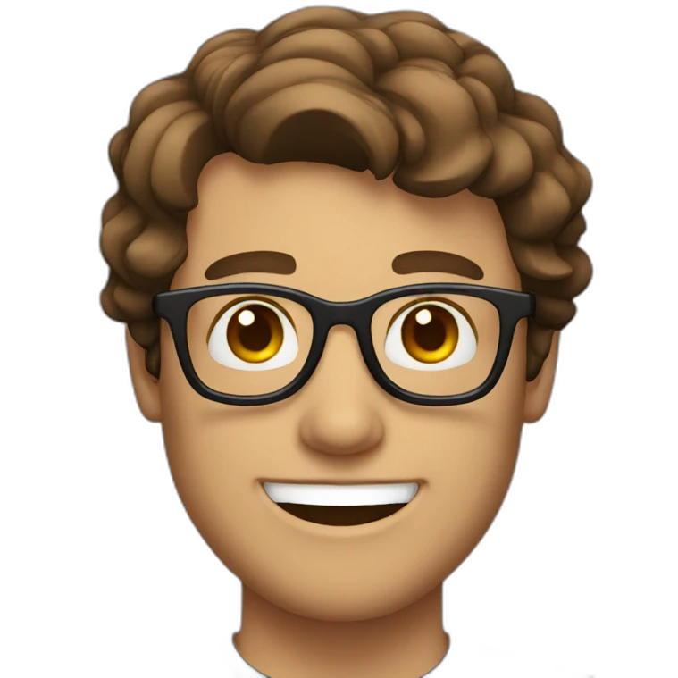 brown hair man smiling in glasses emoji