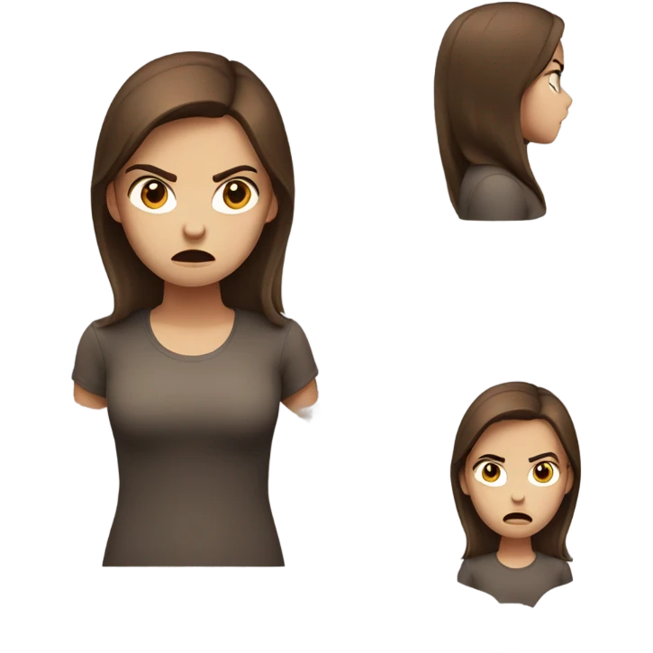 brown hair girl s being angry emoji
