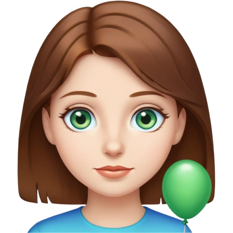 Birthday girl with blue green eye and brown hair emoji
