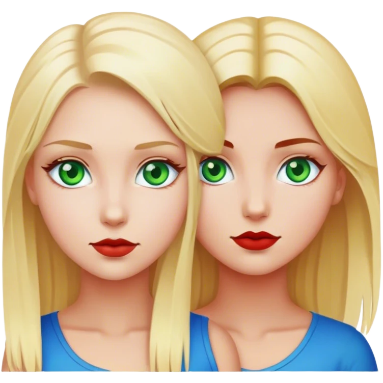 Blonde girl with green eyes and red girls with blue eyes emoji