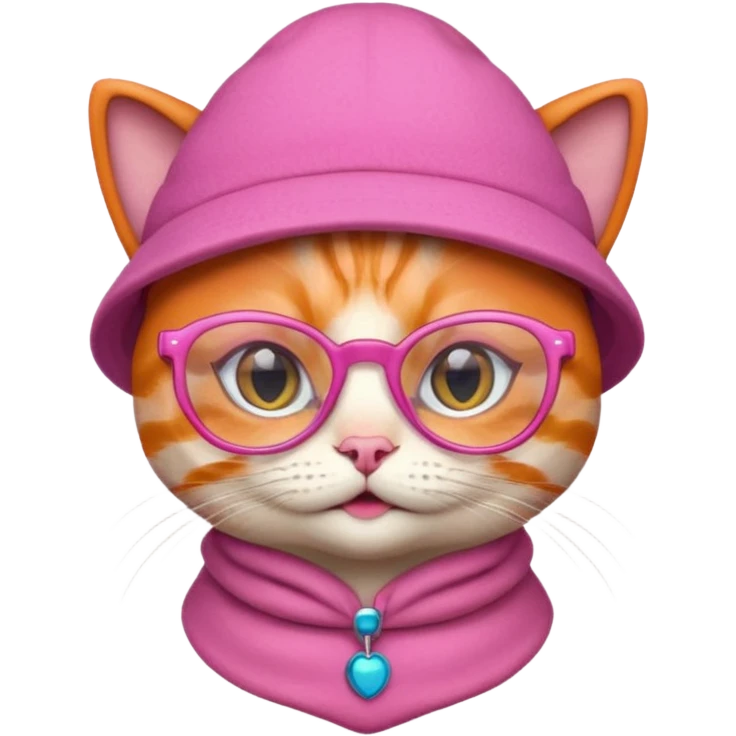 orange alien cat with pink hat  and spectacles emoji