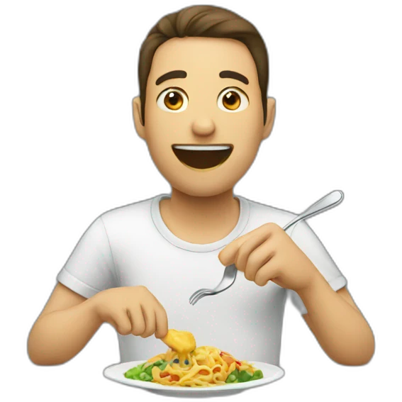 A man eating emoji