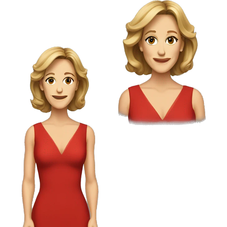 Felicity Huffman in red dress emoji
