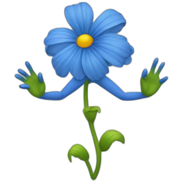 flower head blue body two arms two legs dancing emoji