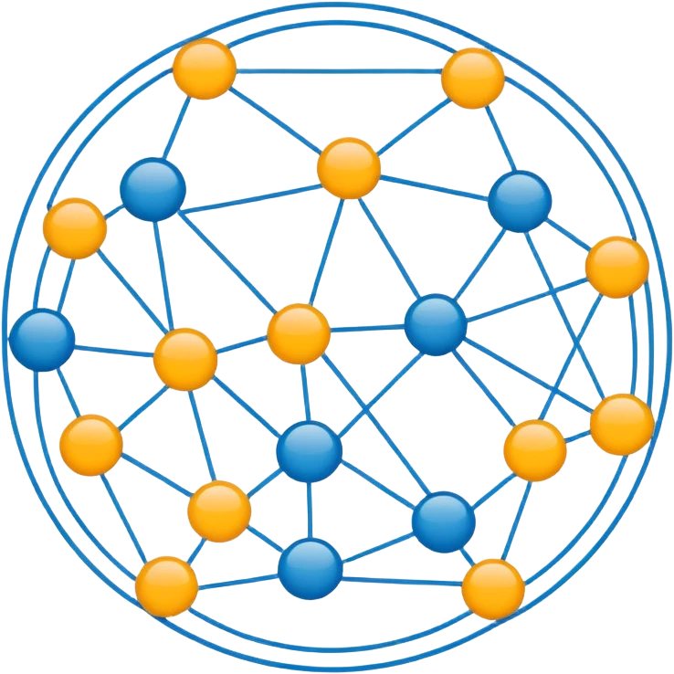 circular network with nodes as boxes at intersections emoji