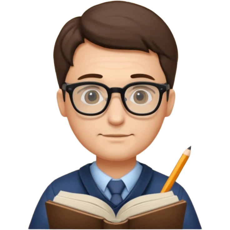 man write in book , wearing glasses emoji