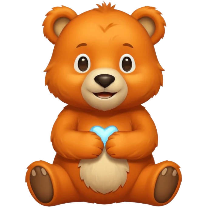 Create a orange friendly bear, make him look like from a kid cartoon and make him smile. Show his whole body. Make him look shy emoji