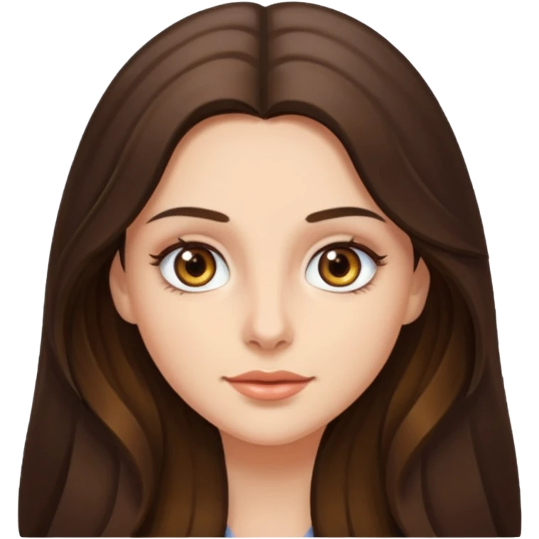 brunette woman with long hair and hazel eyes emoji