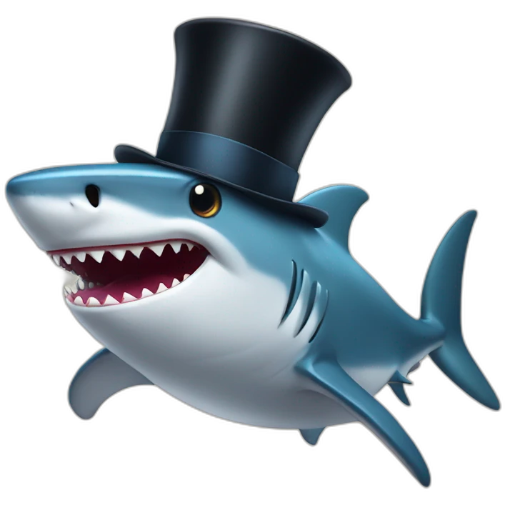 Shark with a top hat emoji