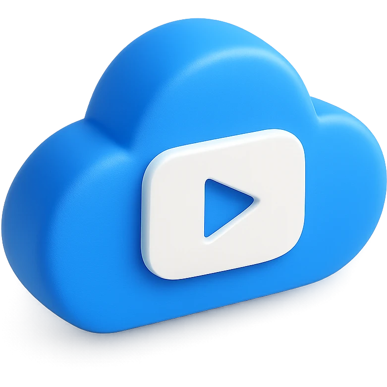 A cloud with a YouTube play button symbol inside it, representing views on YouTube emoji
