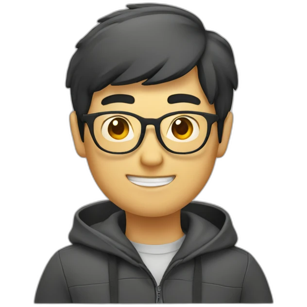 Chinese guy wear glasses we here two thumb up emoji