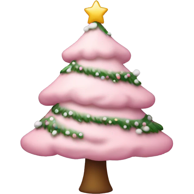 light pink christmas tree with snow emoji