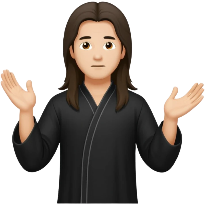 homme au cheveux long qui pratique le qi gong, habits noirs ou blancs emoji