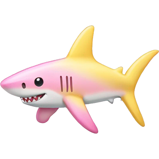 Pastel color pink and yellow glittery shark emoji