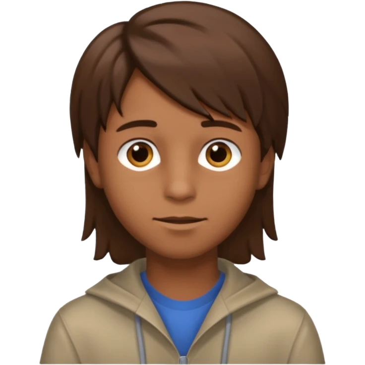 A young boy with brown hair and eyes, with slightly long, straight and disheveled hair emoji