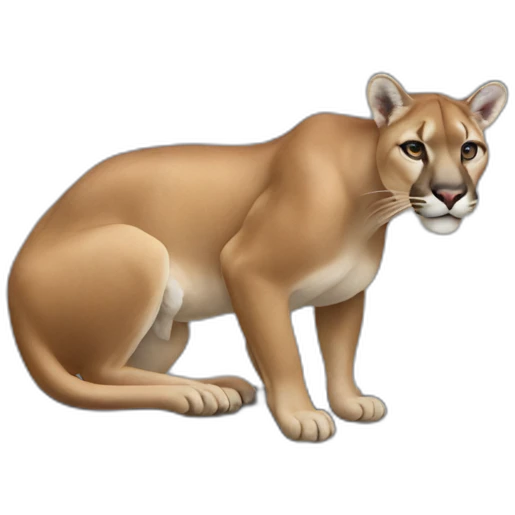 Cougar sitting on a navy blue cow emoji