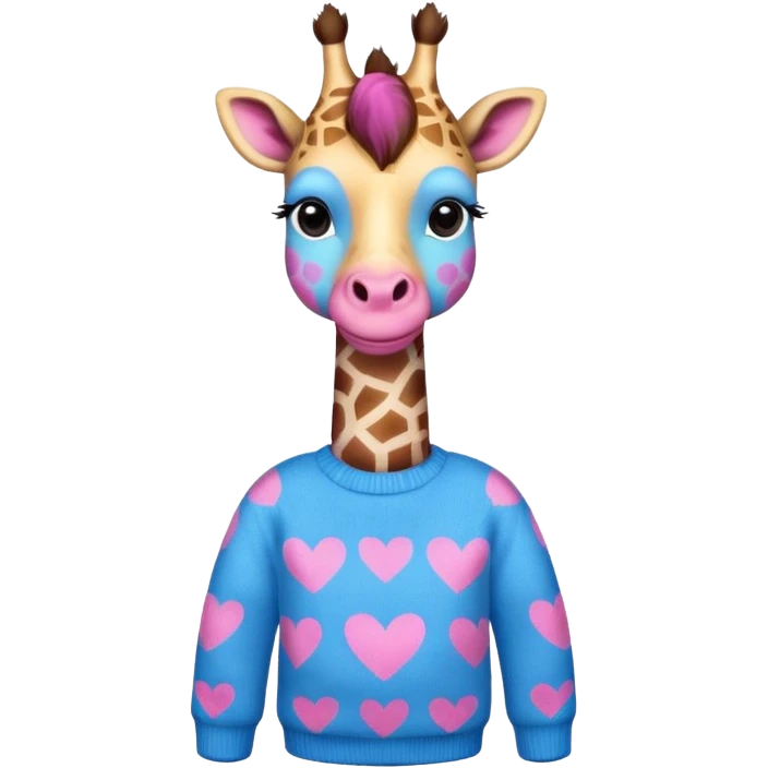 giraffe wearing blue and pink sweater emoji