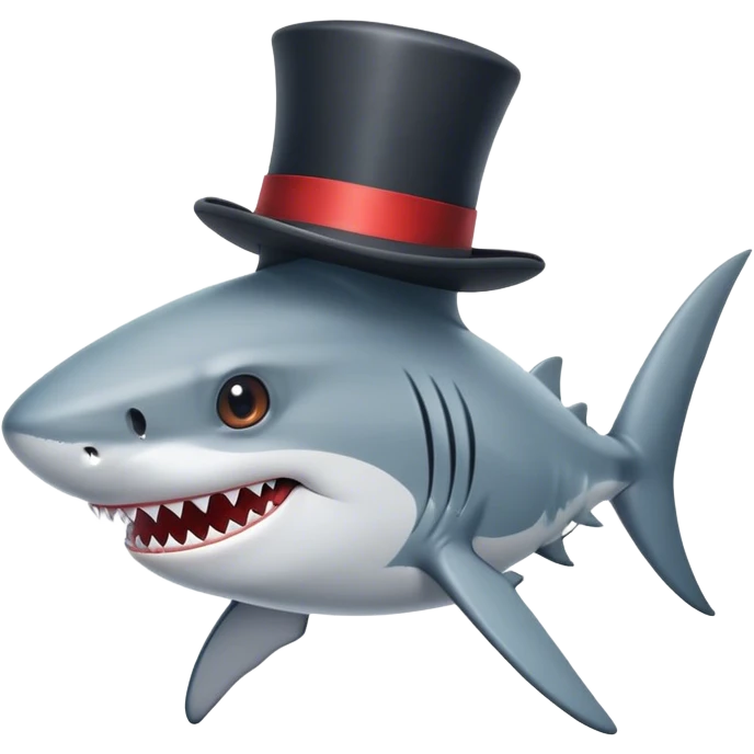 Shark with a top hat emoji