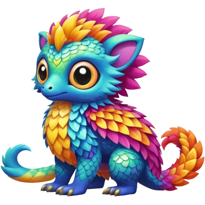 Cute shiny colorful exotic rare mythical animal hybrid Fakemon full body emoji