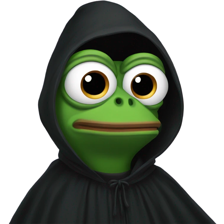 Confused Pepe the frog with black cloak emoji