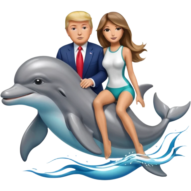 trump and melania riding dolphins emoji