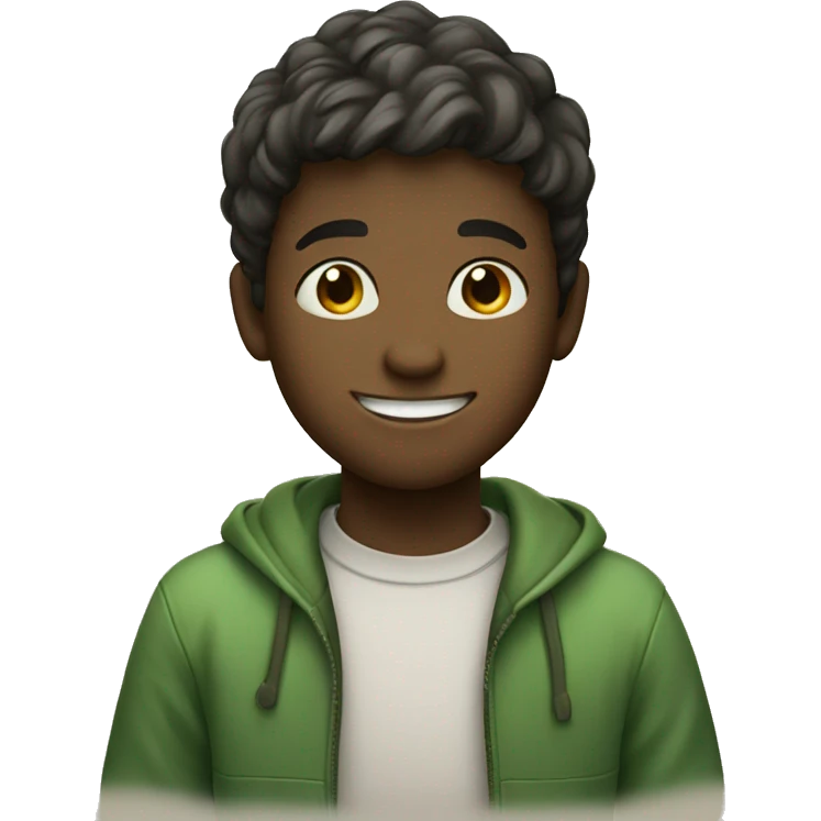 boy with an apple smiling emoji