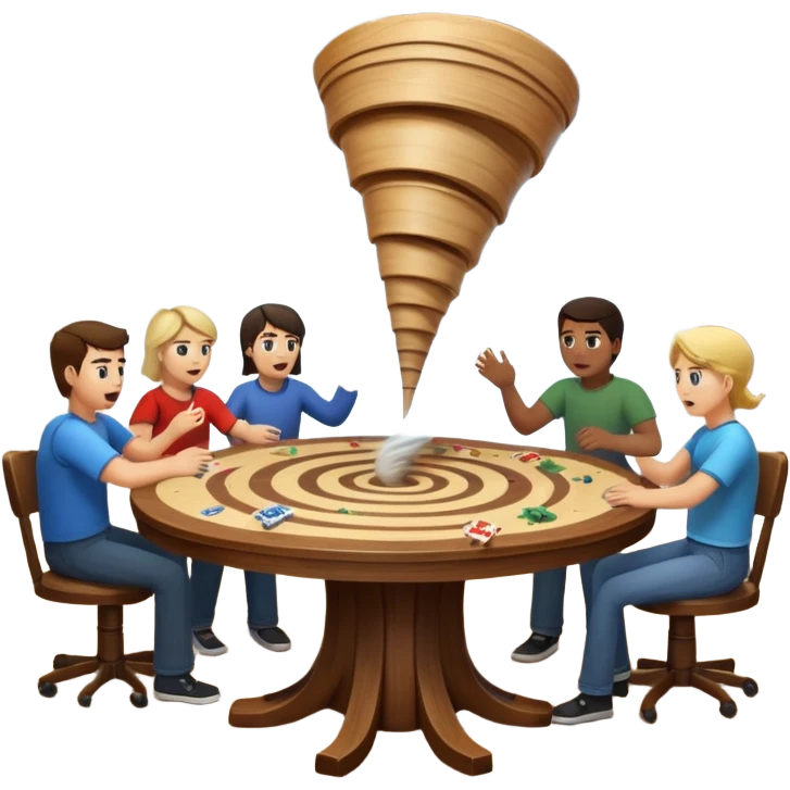tornado carrying people at a game table emoji