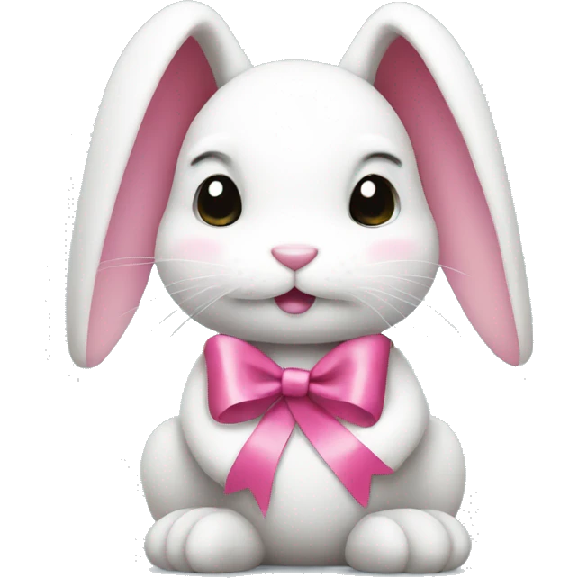 Bunny with pink ribbon emoji