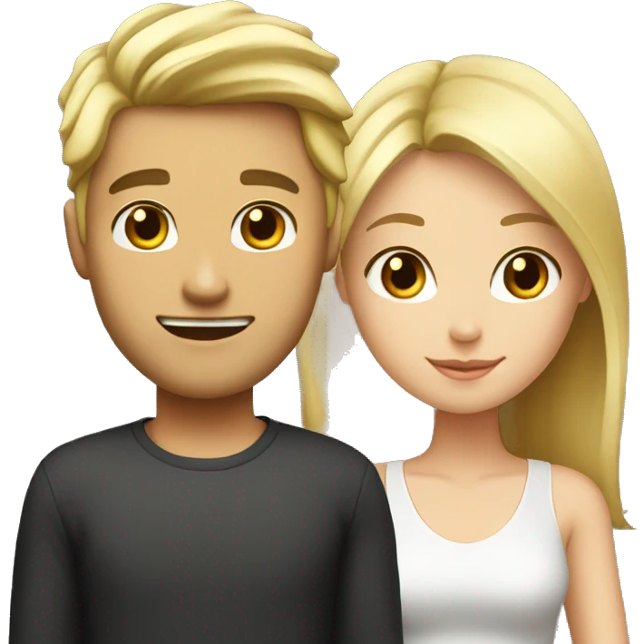 blonde guy and brunette girl marriyng  emoji