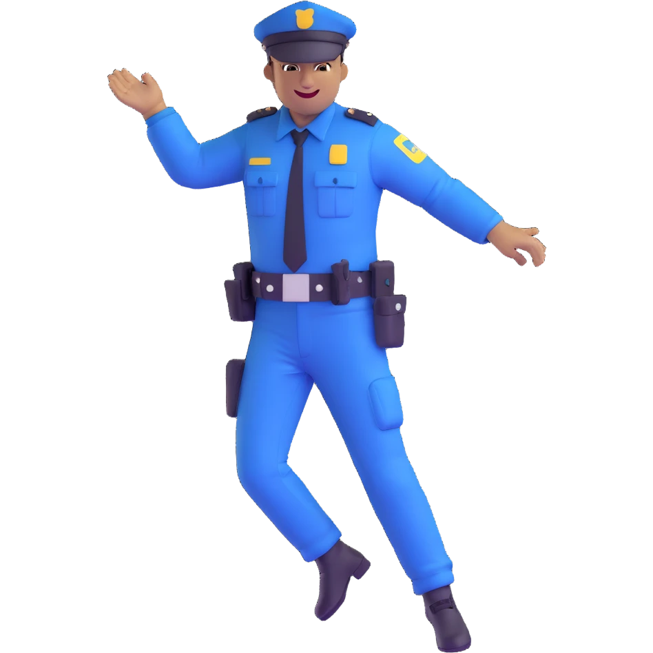 SWAT officer dancing joyfully, cheerful expression emoji