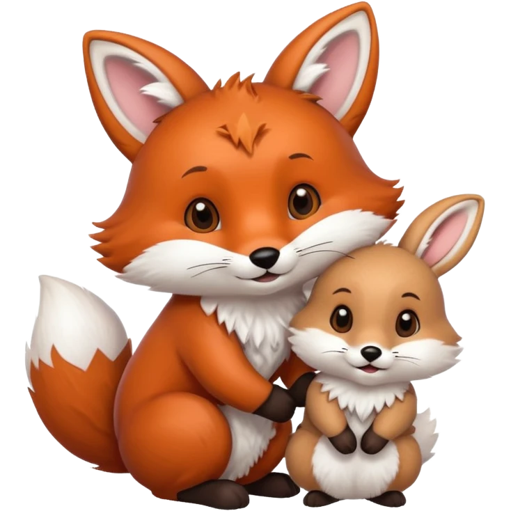 fox and rabbit cute emoji
