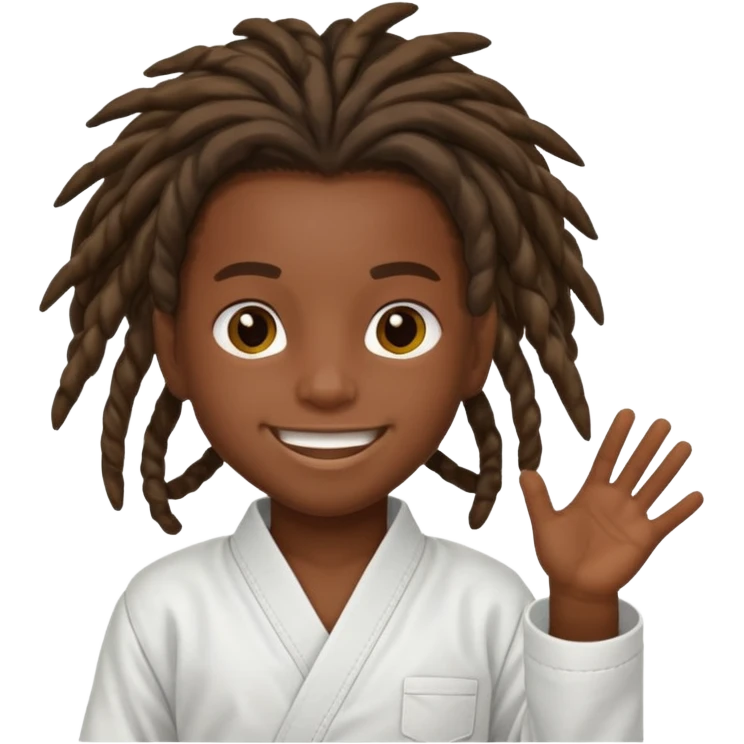 karate kids, dark skin, dreadlocks emoji