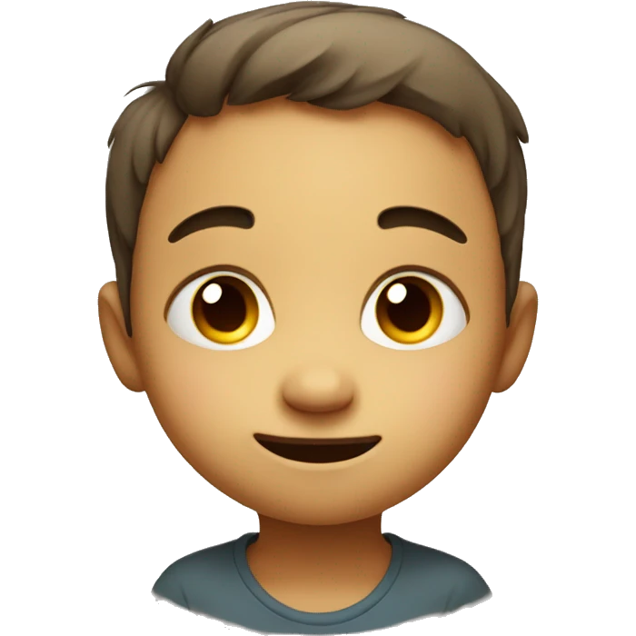 Very cute child who is a little sad and smiles on his face. emoji