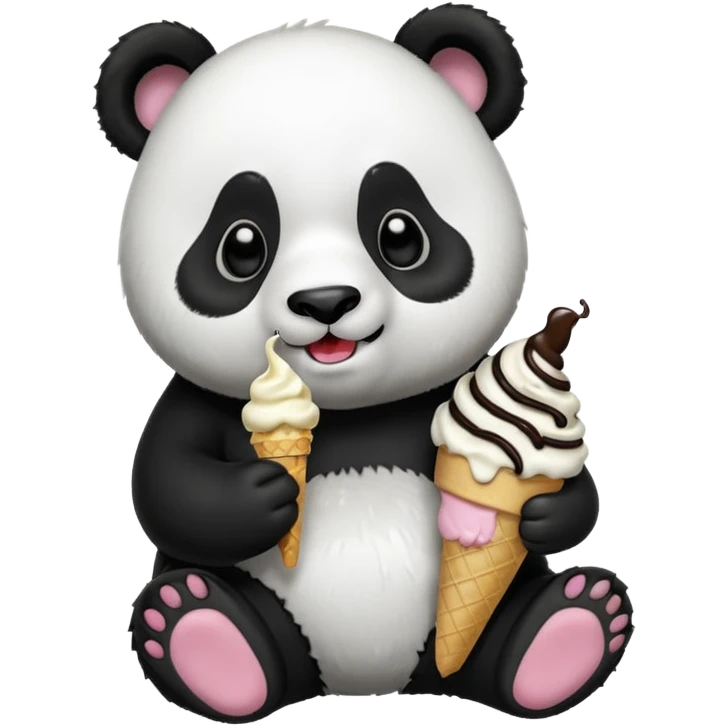 Panda eating ice cream emoji