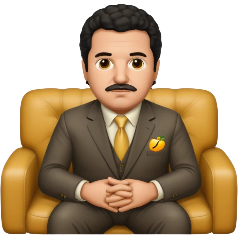 Pablo Escobar sitting on a sofa, apple style emoji emoji