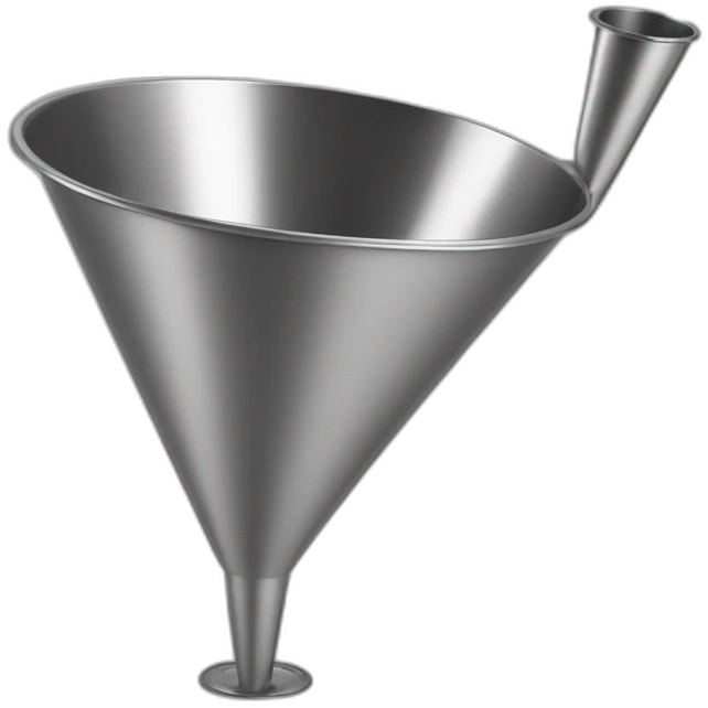 1 large metal funnel that is attached by the pour spout to a smaller funnel shape emoji