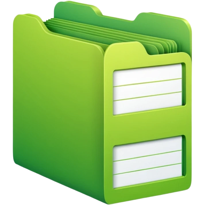 A stack of files from a box, with a gradient in the form of an acid green color. emoji