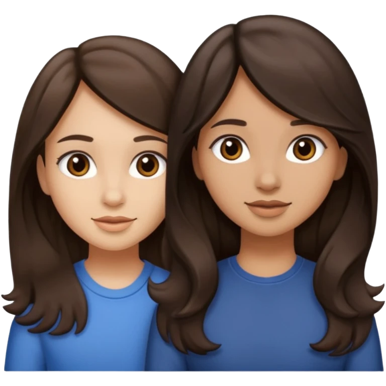Longer wavy hair for one and straight for the other both dark brown hair. Light skin tone emoji