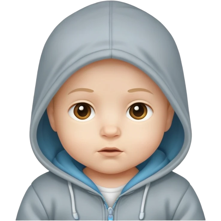 A baby wearing a hoodie emoji