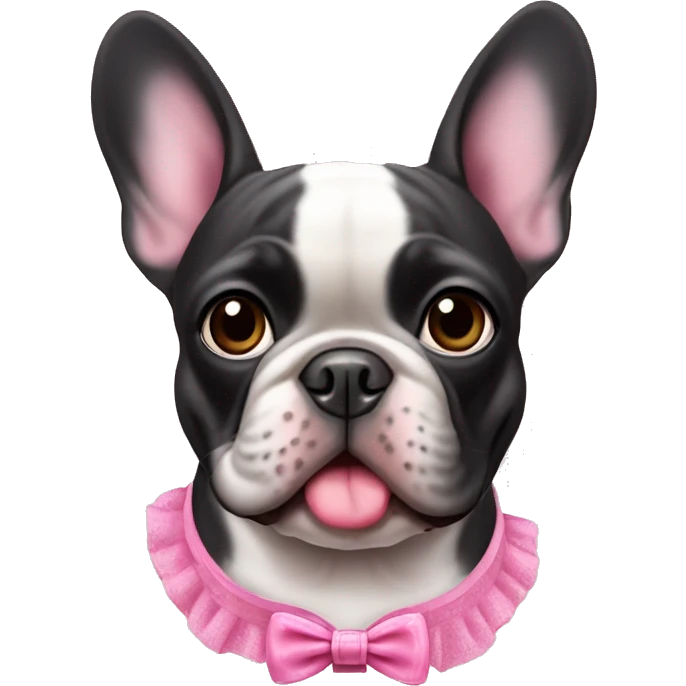 French bulldog wearing pink coquette  emoji