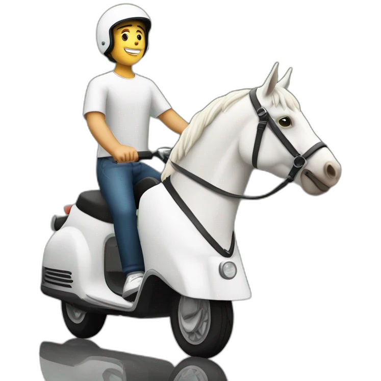 Homme blanc sur un cheval sur un scooter emoji