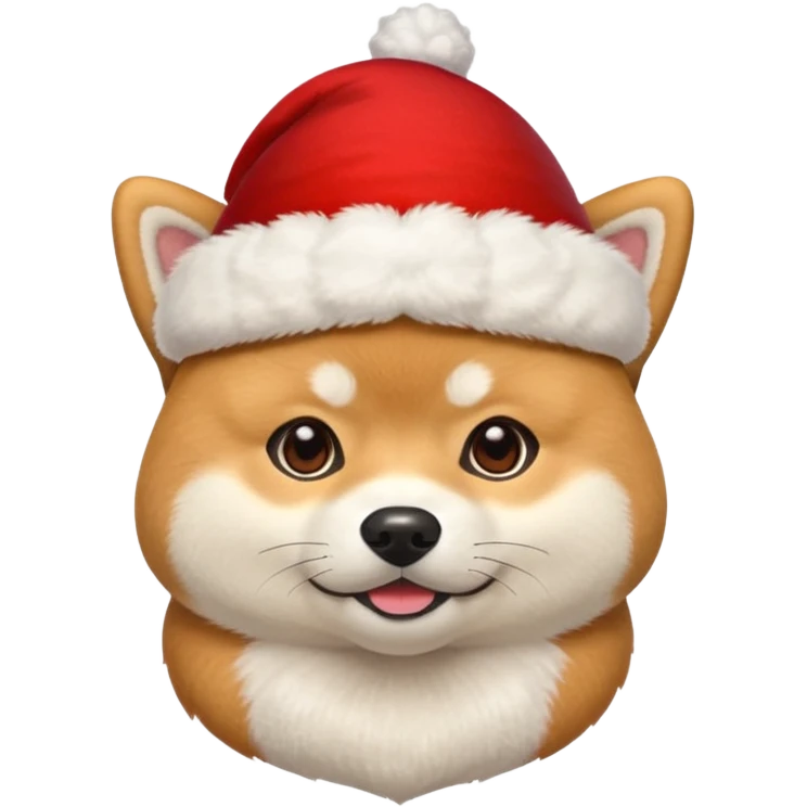 Shiba inu gif portant un chapeau de noel avec un pompon blanc qui bouge emoji