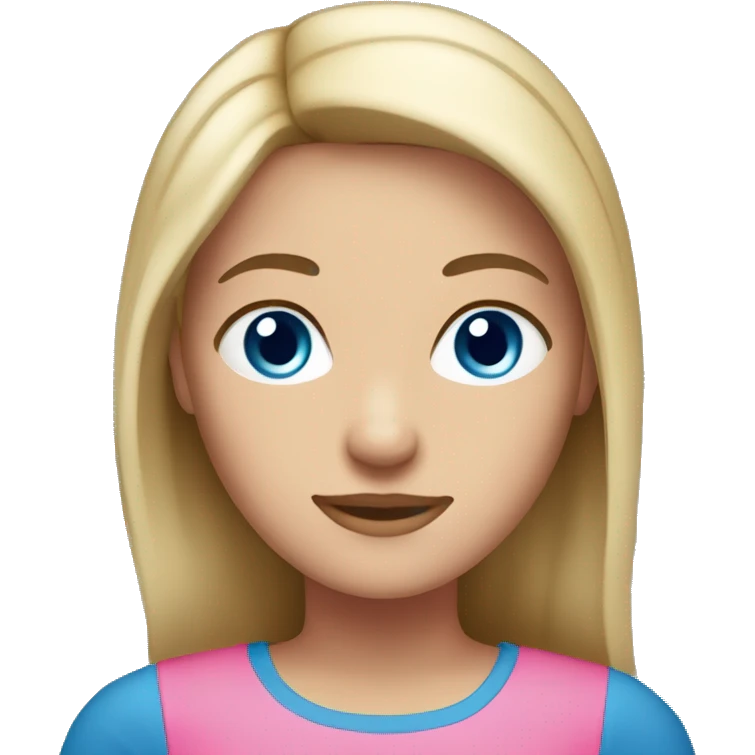 white,dark blonde girl blue eyes straight hair and pink top emoji