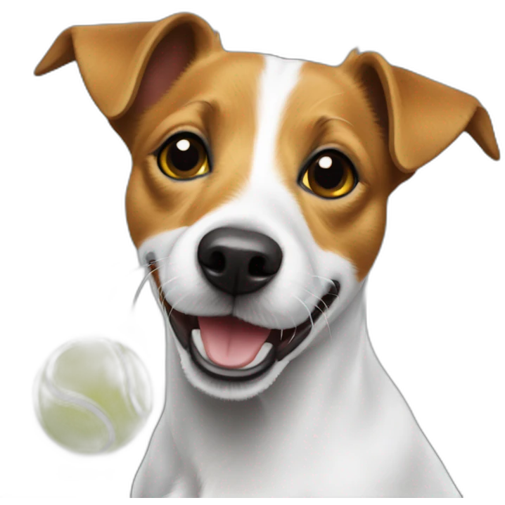 jack russell holding a yellow tennis ball emoji