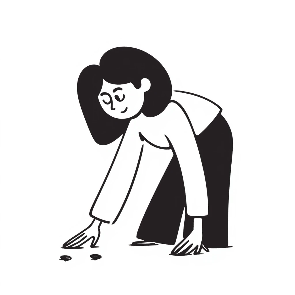 Woman looking for a dot emoji